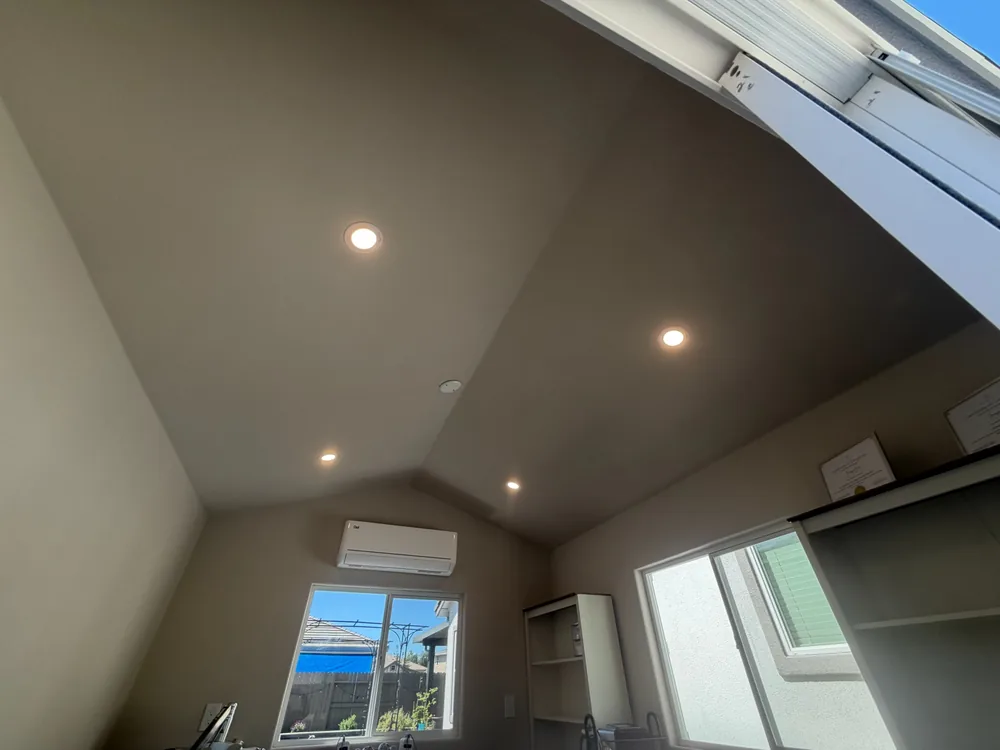 Recessed lighting installed in a kitchen